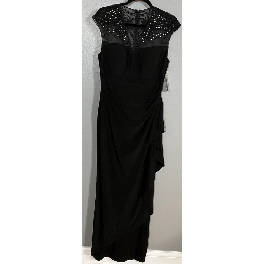 alex evenings black and white dress Alex Evenings Black & White Floral Gown Size 8 NWT New